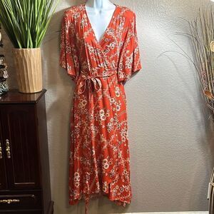 #560 ABEL THE LABLE, true floral wrap, dress, maxi size XS